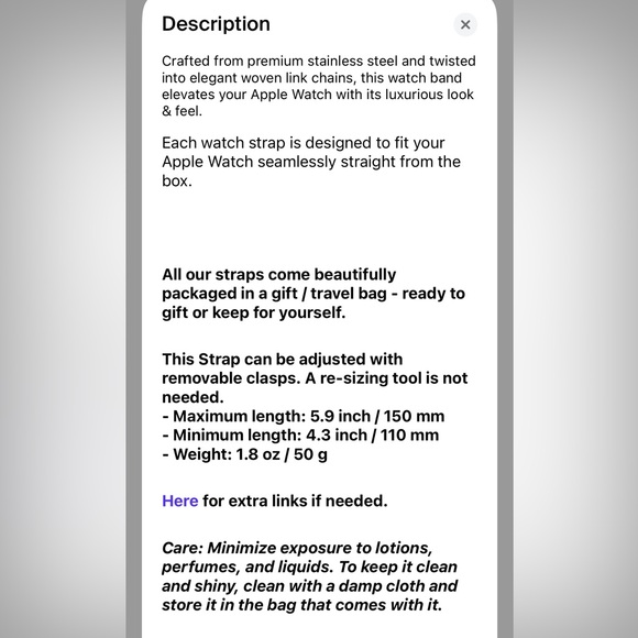 My Pretty Strap Rose Gold and Black Apple Watch Band - Picture 5 of 5